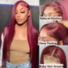 250 Density 99J Burgundy 13x6 Lace Frontal Human Hair Wigs Brazilian Colored 30 40 Inch Straight Red Lace Front Wigs Human Hair - Image 3