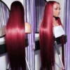 250 Density 99J Burgundy 13x6 Lace Frontal Human Hair Wigs Brazilian Colored 30 40 Inch Straight Red Lace Front Wigs Human Hair