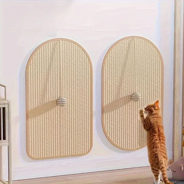 Sisal Cat Scratching Pad - Durable, Sofa-Safe Scratch Board with Playful Toy for Cats, Cat Mat