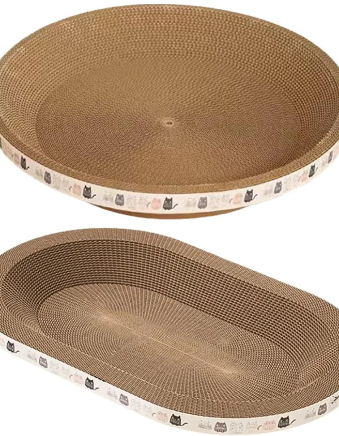 Cat Scratcher Cardboard Round Oval Cat Scratch Pad Bowl Nest for Indoor Cats Grinding Claw Round Cat Scratching Board