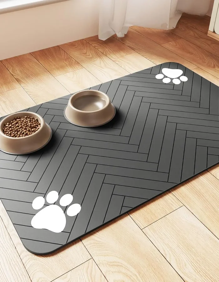 Pet Feeding Mat-Absorbent Pet Placemat for Food and Water Bowl, with Waterproof Rubber Backing, Quick Dry Water Mat for Dog Cat