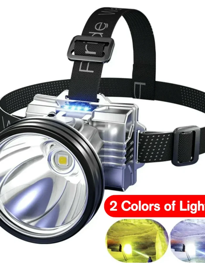 LED Rechargeable Headlamp Long-Range Head-Mounted Night Fishing Lamp Mining Headlight for Outdoor Camping Running Cycling