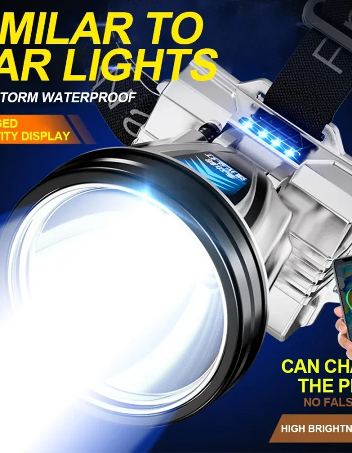 Fishing Flashlight Long-Range LED Rechargeable Headlamp Head-Mounted Night Fishing Lamp for Outdoor Camping Running Cycling